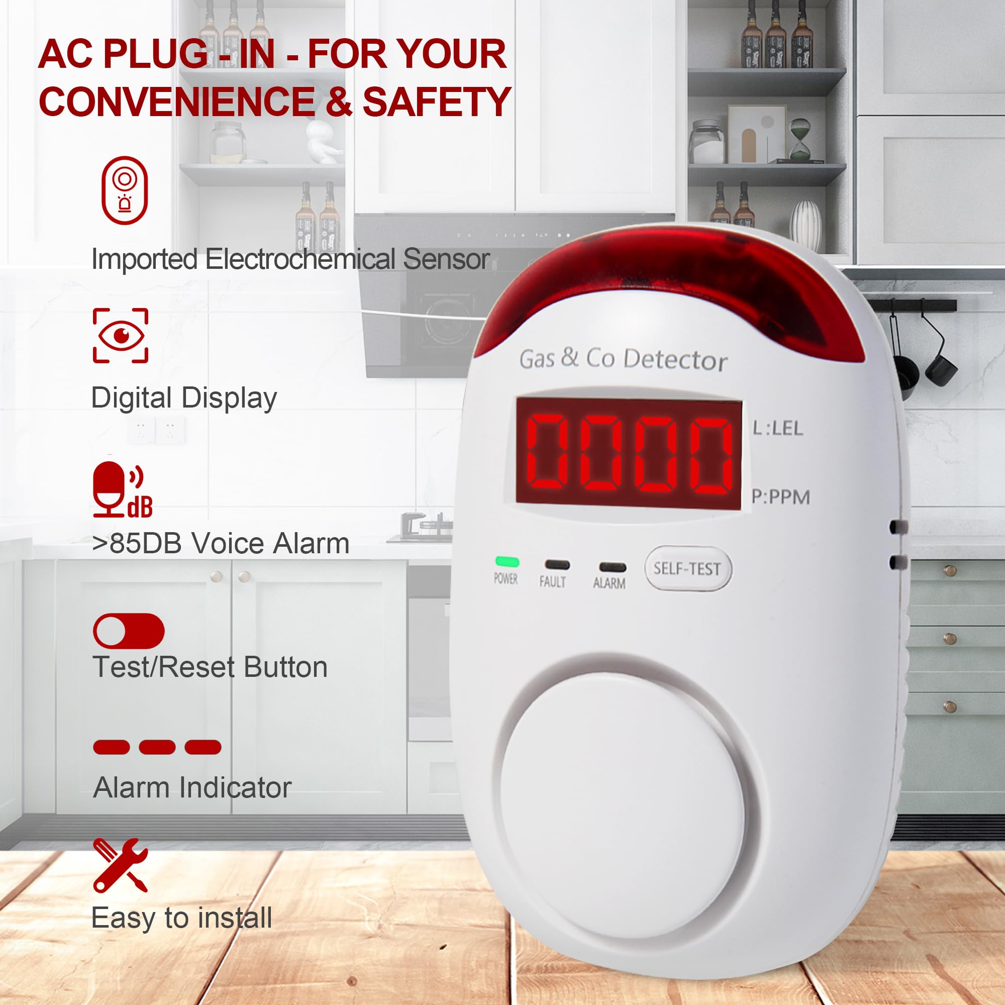 Detetores combinados de gás e  - Co Detector Plug avaliação e preço